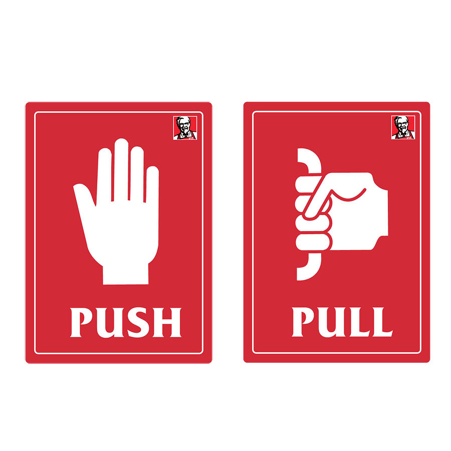 Sign Push Pull Door Open Out PK 1
