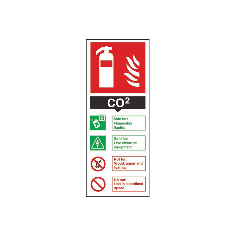 Mileta Safety Sign - Carbon Dioxide Fire Extinguisher Sign 80x200mm PK 1