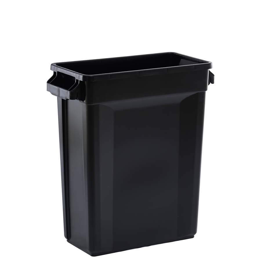 Trust Svelte® Bin Rectangular With Venting Channels Black HDPE 60ltr 50.7x27.2x63.2cm PK 1