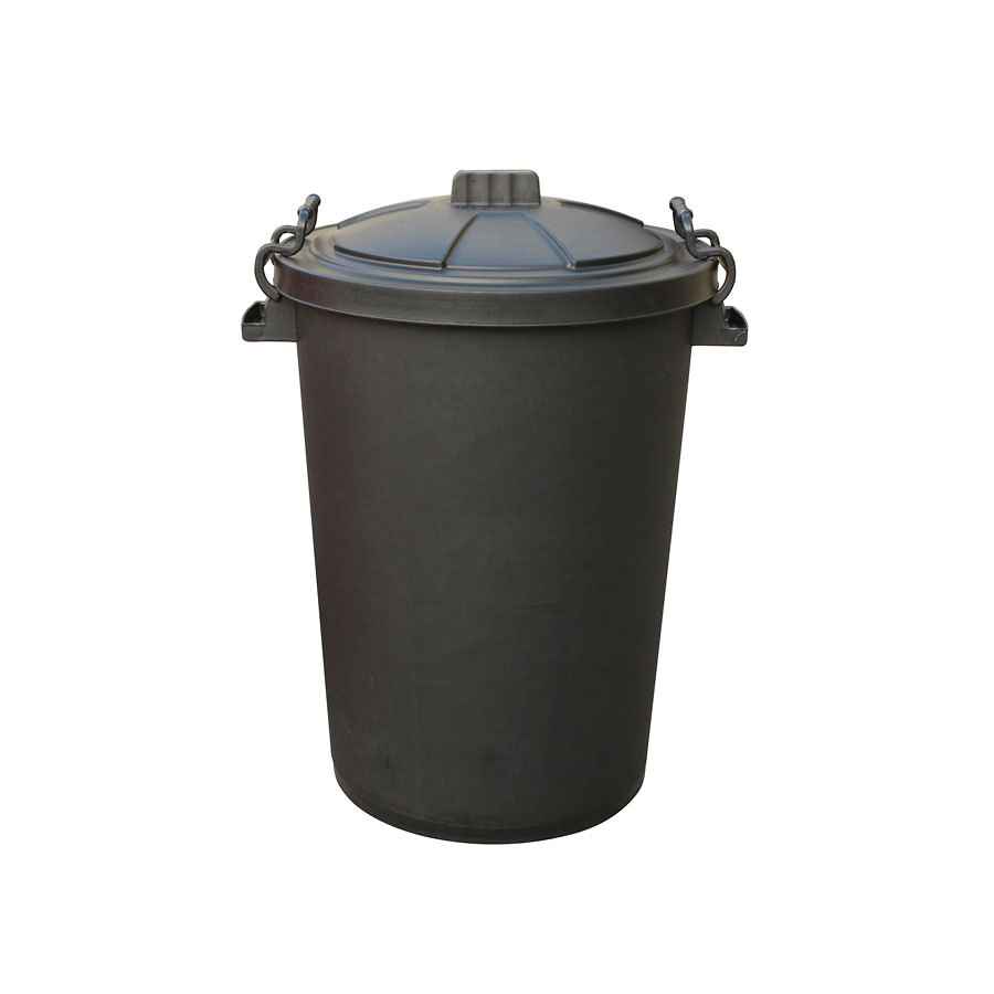 Stacking Bin With Clip On Lid Black 85ltr PK 1