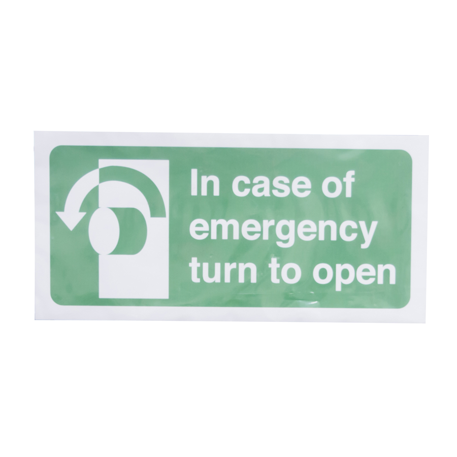 Mileta Information Vinyl Sign - In Case Of Emergency Turn To Open PK 1