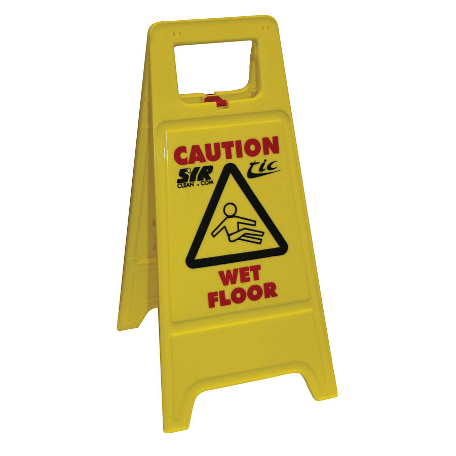SYR Warning Sign Folding Plastic Yellow - Caution Wet Floor One Side PK 10