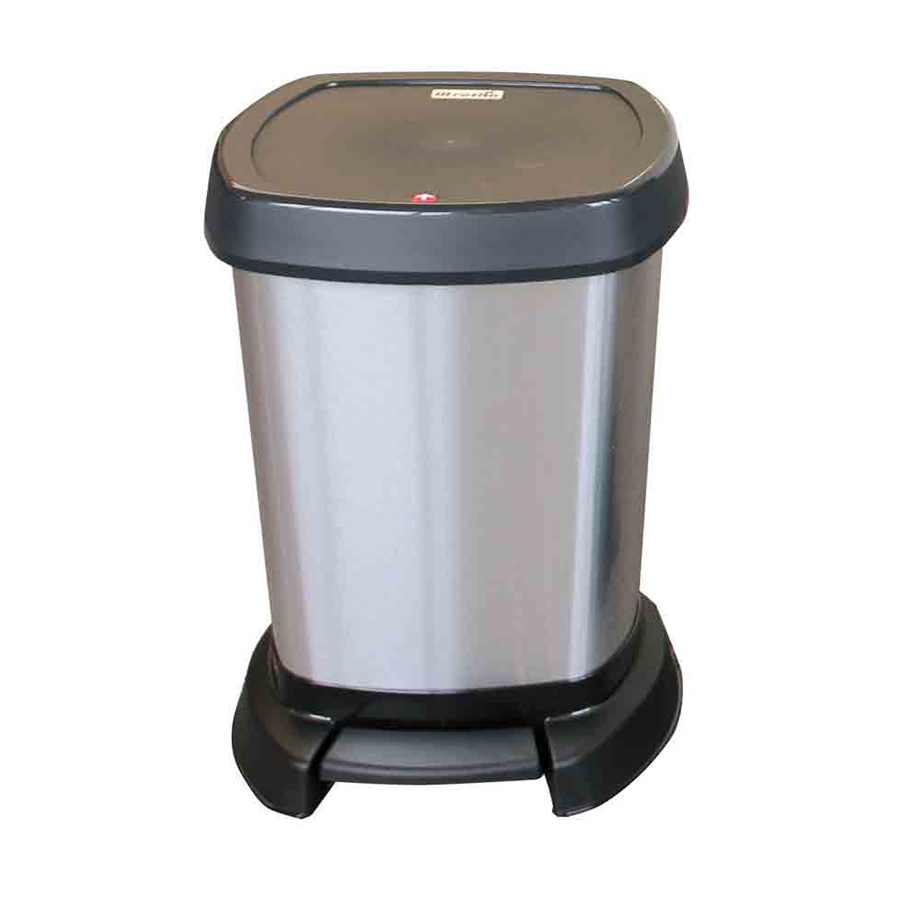 PASO Pedal Bin Plastic Metallic Silver 5ltr PK 1