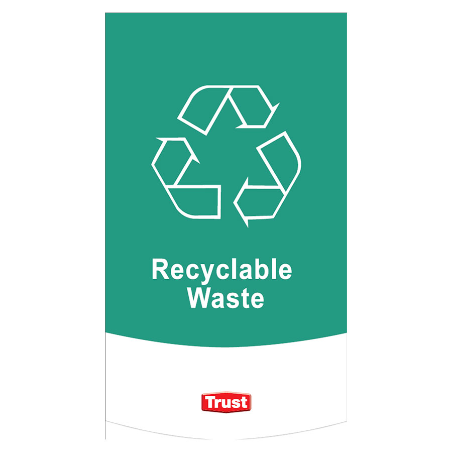 Trust Waste Classification Symbols -Recyclable Green Plastic 13x23cm PK 1