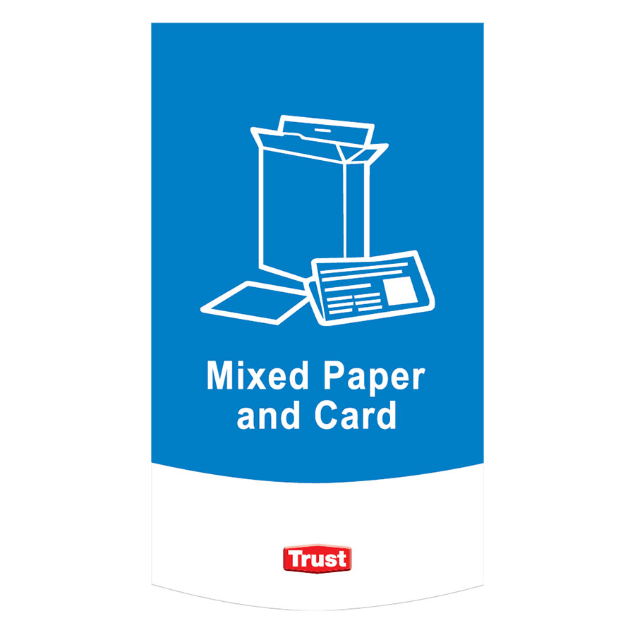 Trust Waste Classification Symbols-Mixed Paper Blue Plastic 13x23cm PK 1