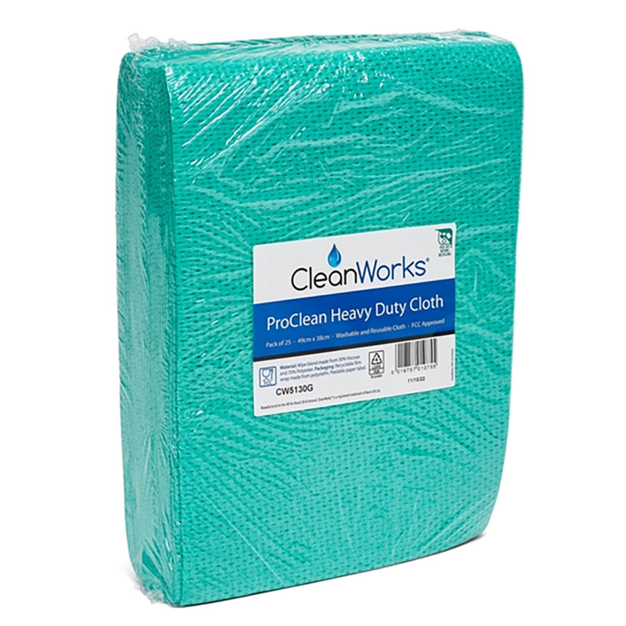 Cleanworks Heavy Weight Hygiene Cloth 80gsm Green PK 1