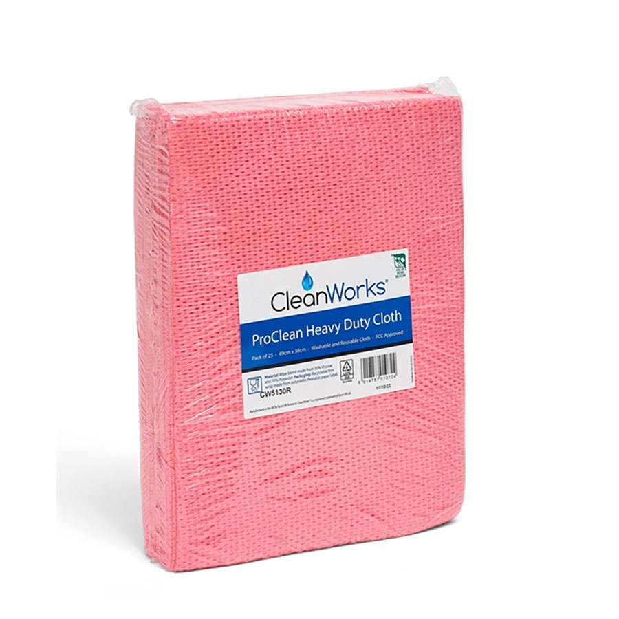 Cleanworks Heavy Weight Hygiene Cloth 80gsm Red PK 1