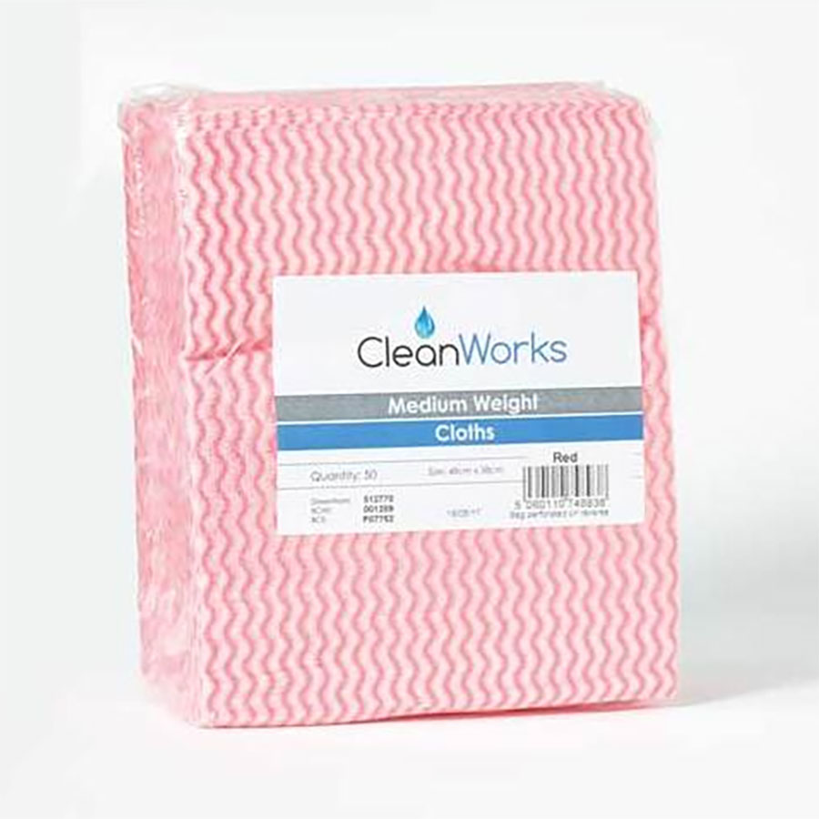 Cleanworks Medium Weight General Purpose Cloth Red PK 1