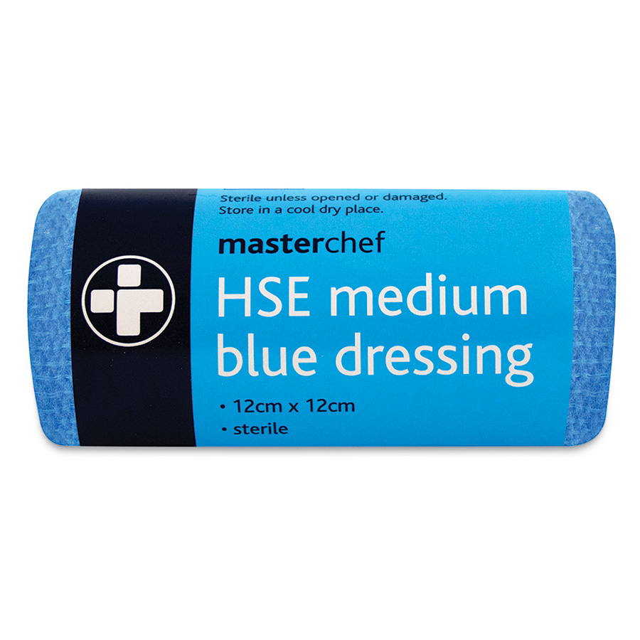 Medium HSE Dressing Blue 12cm x 12cm Sterile Unboxed PK 1