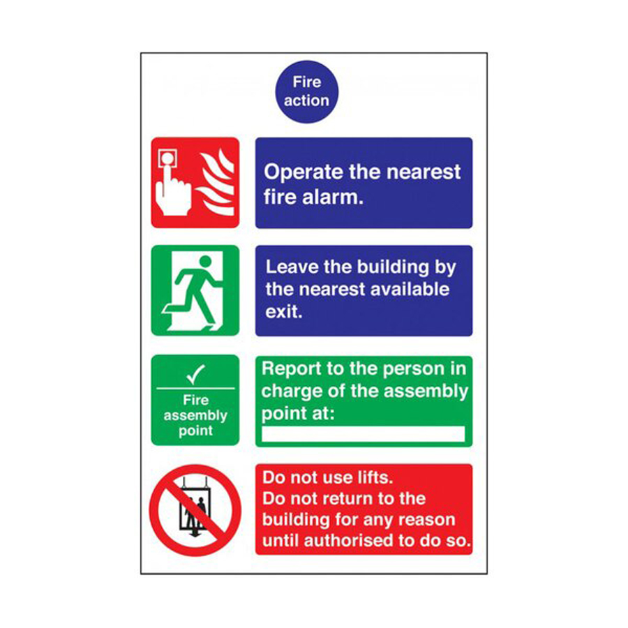 Mileta Fire Action Safety Sign PK 1