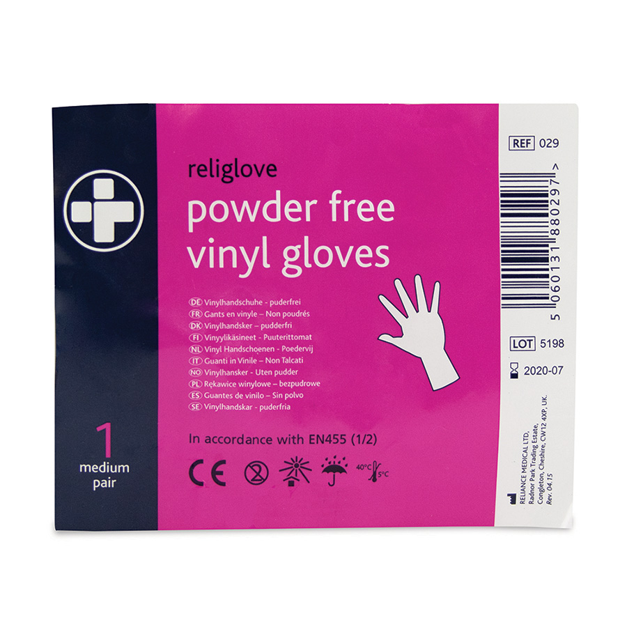 Religlove Vinyl Powder-Free Medium Single Pair PK 1