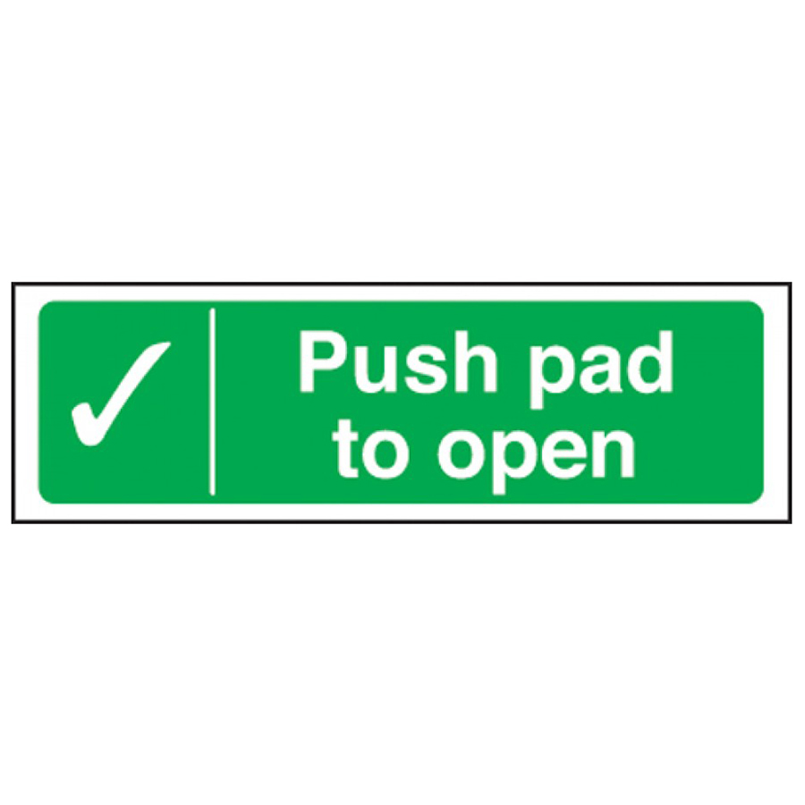 Mileta Safety Sign - Emergency Escape Push Pad to Open 150x450mm PK 1