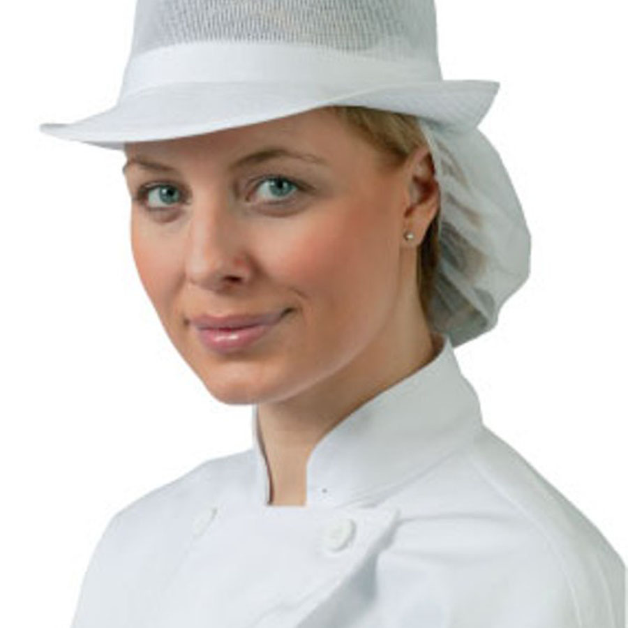 Medium White Unisex Mesh Hat With Snood PK 1