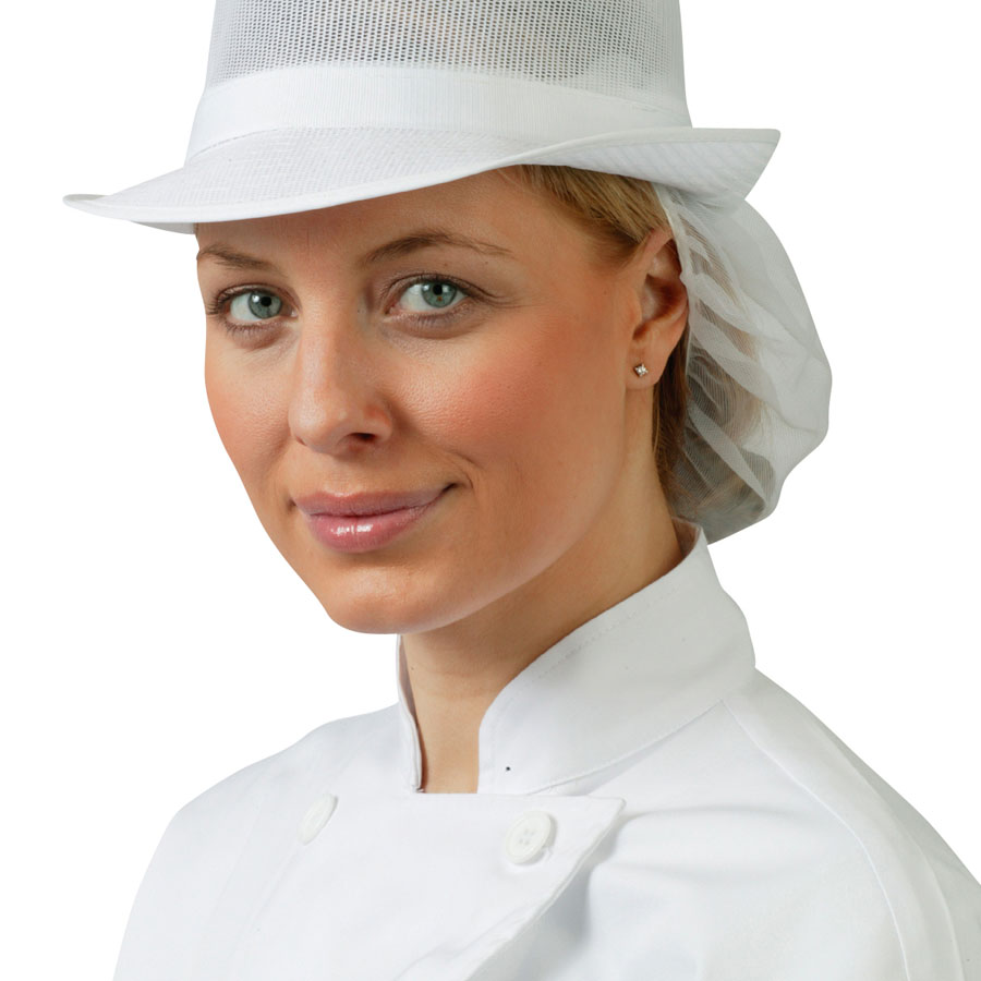 Large White Unisex Mesh Hat With Snood PK 1