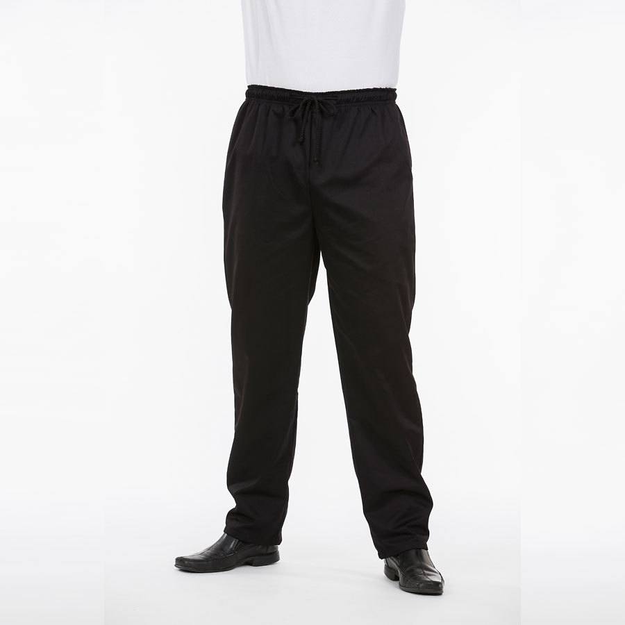 UNISEX BLACK POLYCOTTON BAGGY CHEF TROUSERS XS