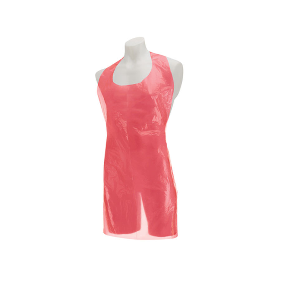 Unisex Disposable Polythene Red Aprons - Roll Of 200 PK 1