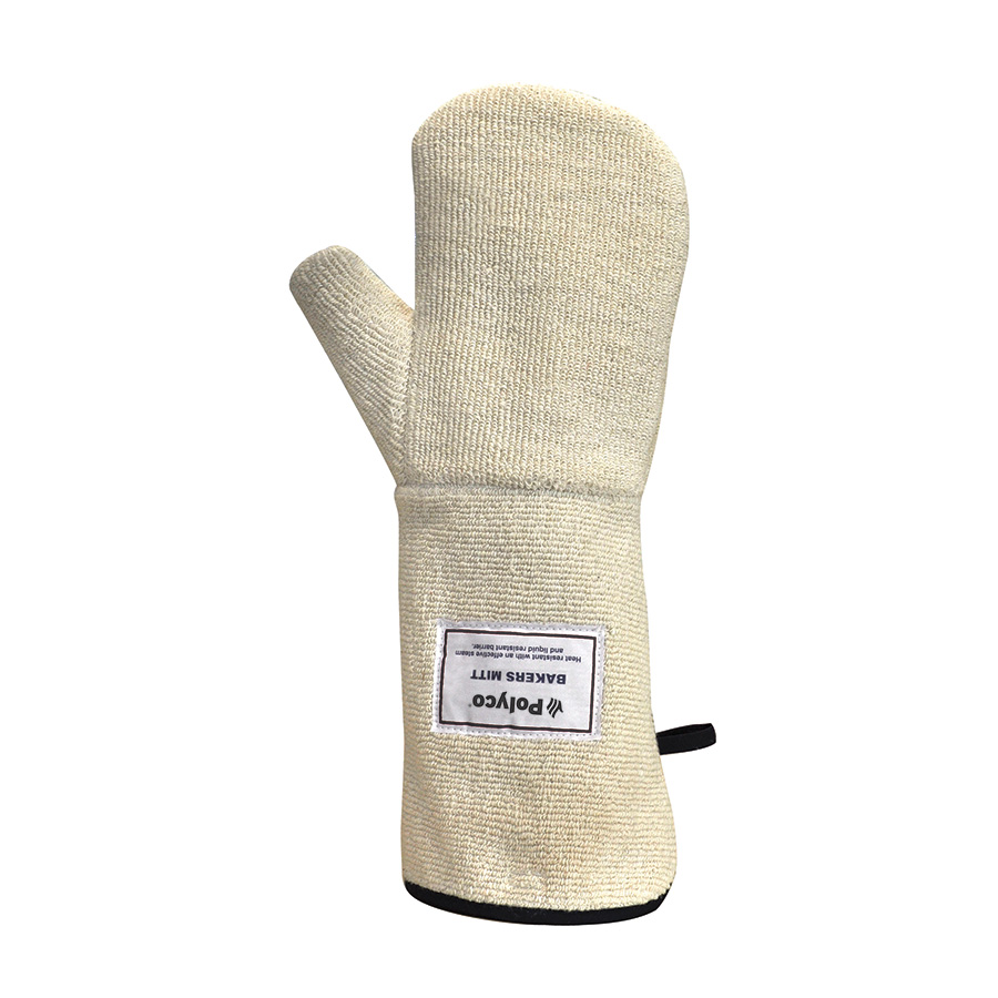 Polyco Pair Of Ambidextrous 45cm Cream Terry Cloth Bakers Mitt One Size Only PK 1