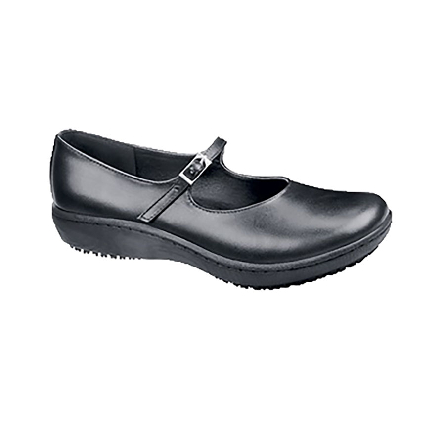 Shoes For Crews Mary Jane Black Leather Soft Toe Anti Slip Ladies Shoe UK-Size-6 PK 1