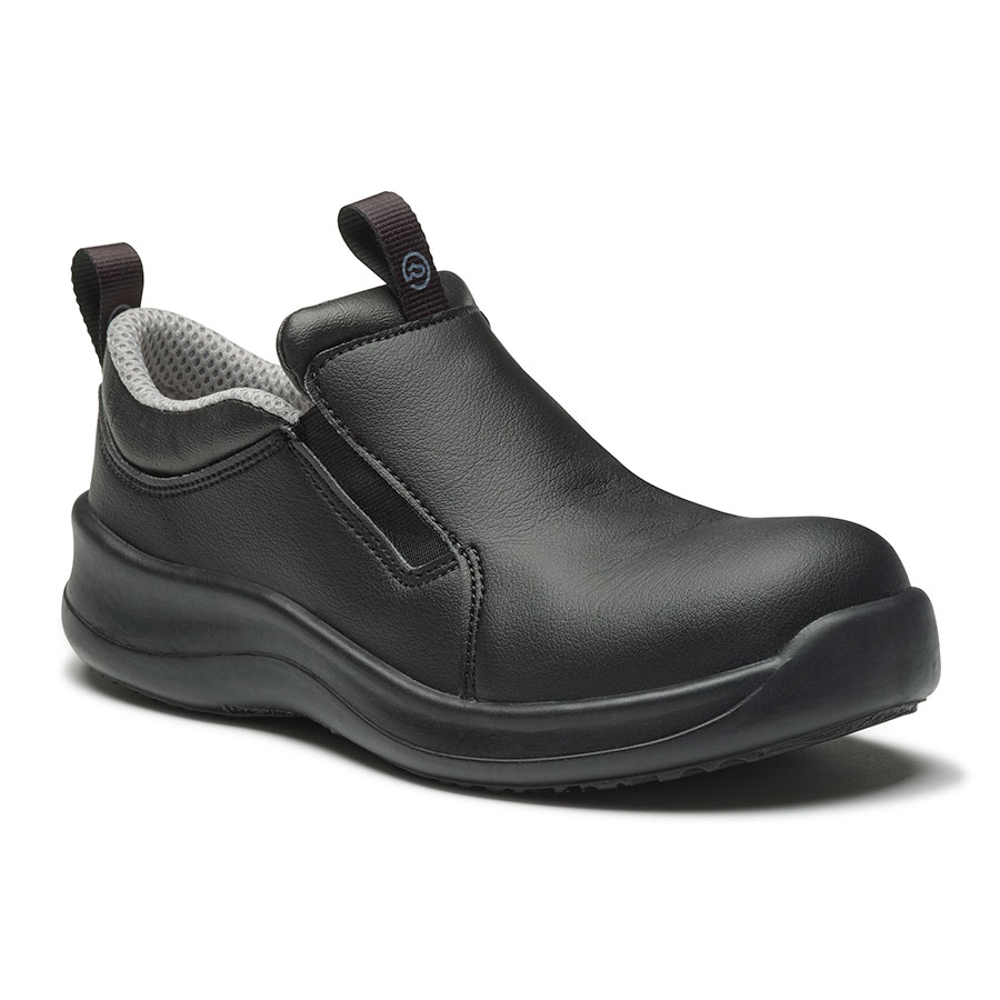 WEARERTECH DEFEND BLACK MICROFIBRE UNISEX SLIP ON SAFETY SHOE UK-SIZE-8