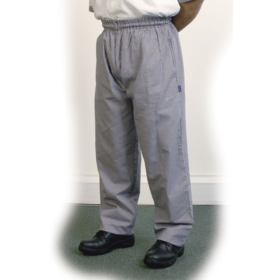 SMALL BLACK CHECK BAGGY CHEFS TROUSERS M