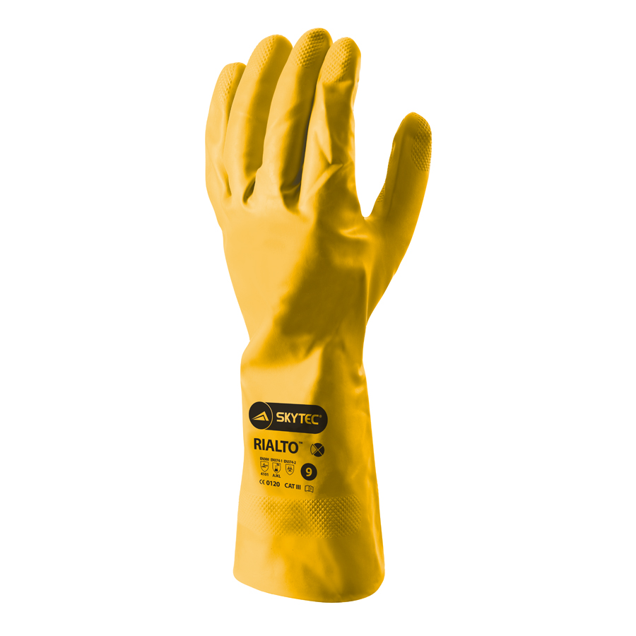 Skytec Rialto Reuse Nitrile Yellow Gloves UK-Size-9 PK 1
