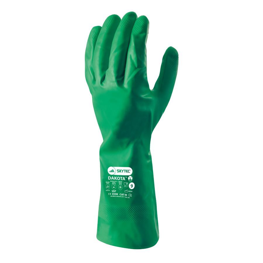 Skytec Dakota Reuse Nitrile Green Gloves UK-Size-8 PK 1