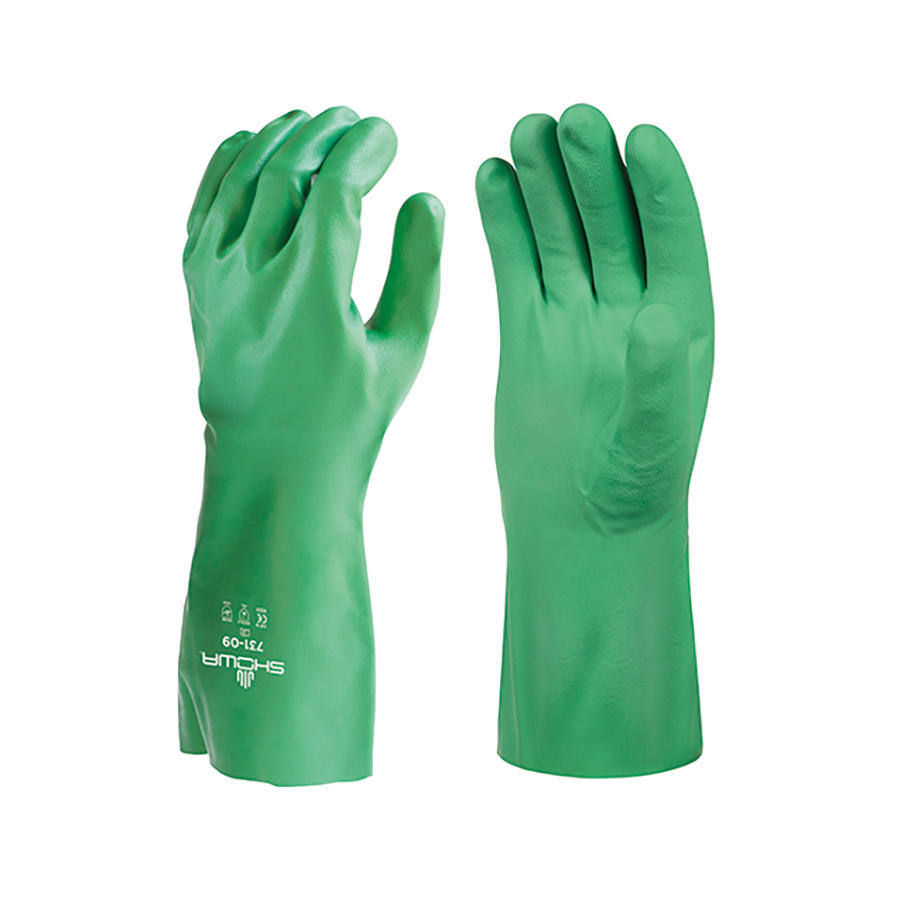 Showa 731 Biodegradable Nitrile Green Chemical Gauntlet 7 PK 1