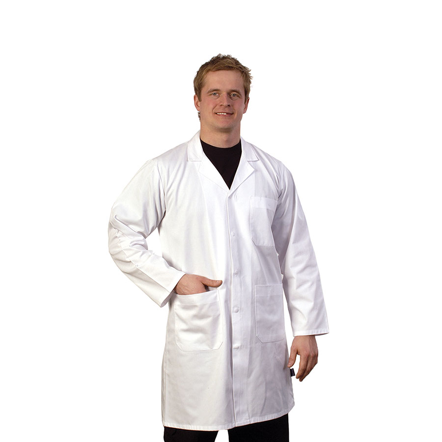 Unisex White Long Sleeve Polycotton Lab Coat With Pockets S PK 1