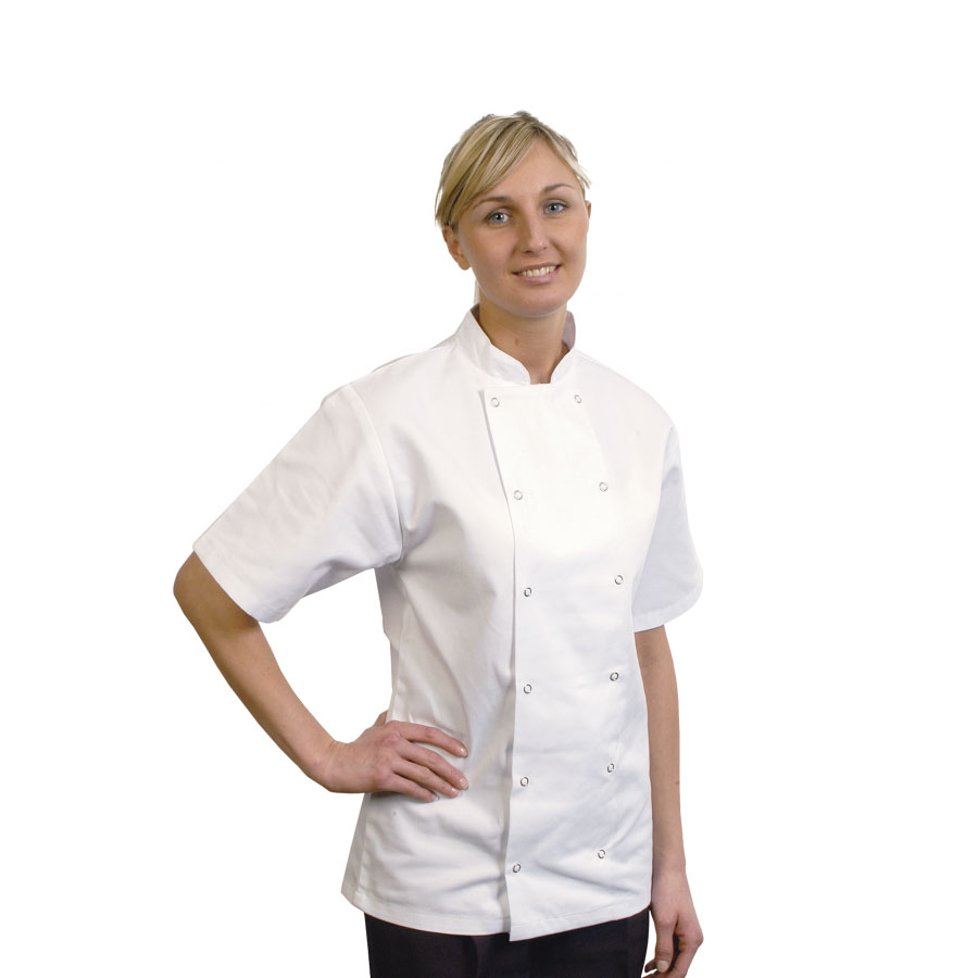 Short Sleeve White Press Stud Jacket XS PK 1