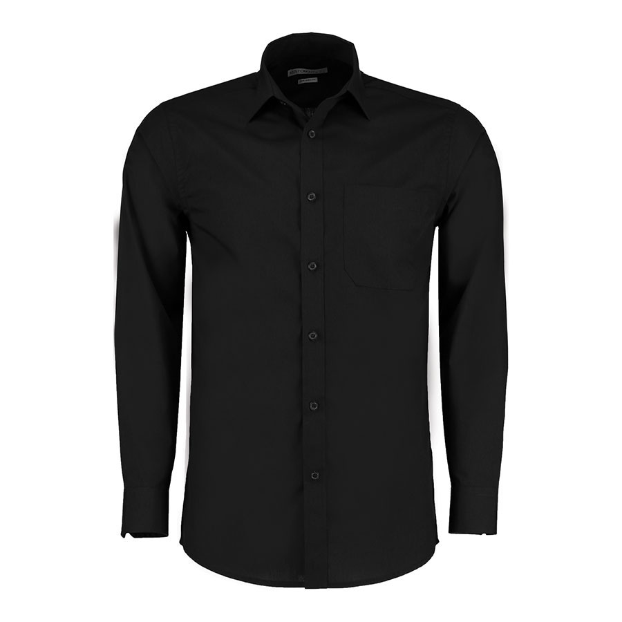 Mens Long Sleeve Polycotton Black Shirt M PK 1