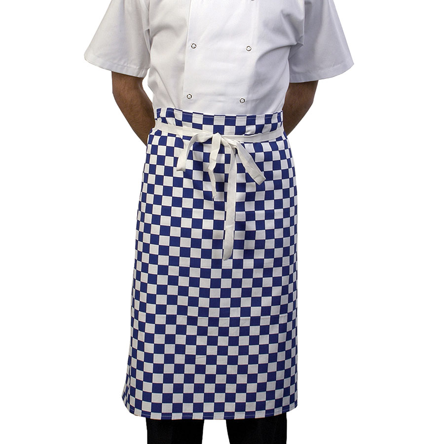 Large Blue Check Waist Apron PK 1