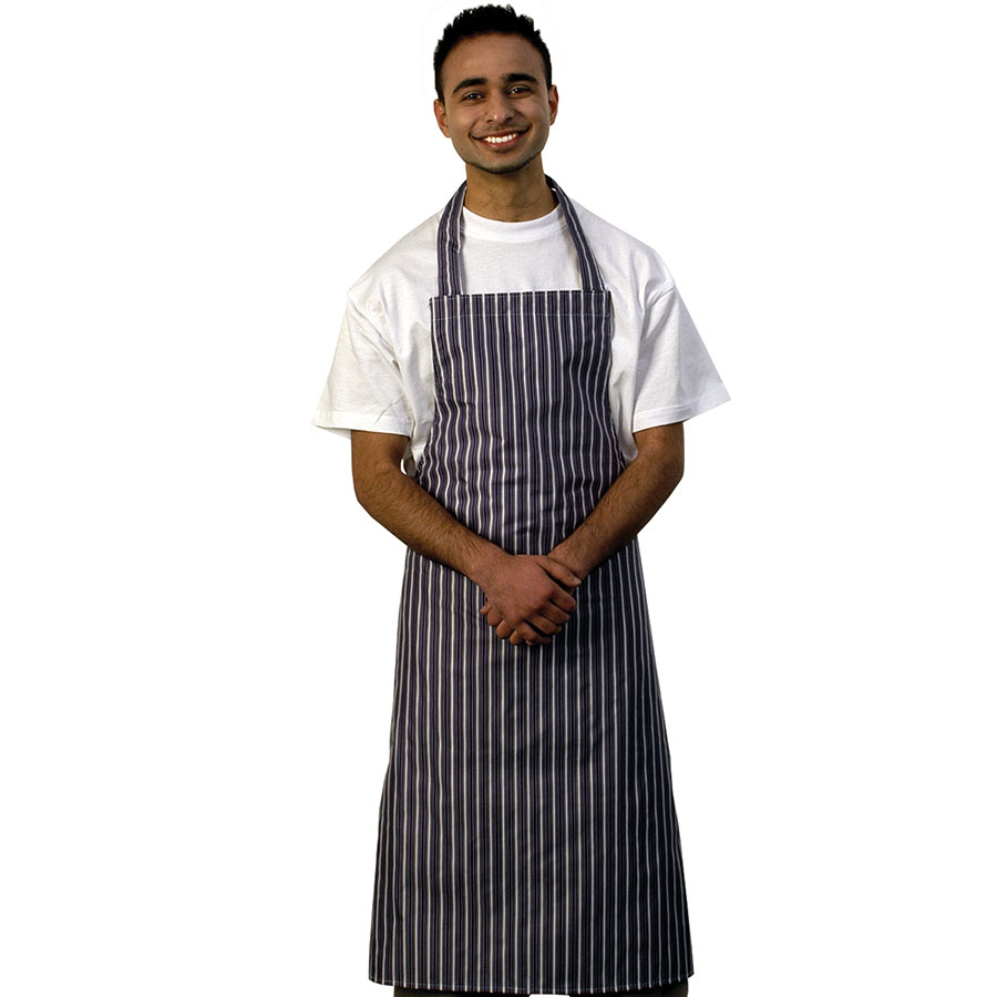 Nylon Blue White Stripe Bib Apron PK 1