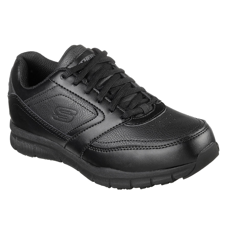 Skechers Nampa Black Slip Resistant Mens Lace Up Trainer UK-SIZE-10 PK 1