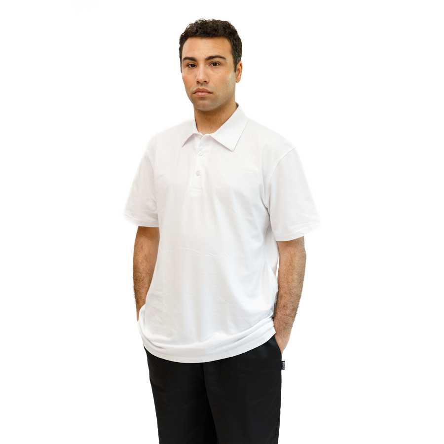 BRIGADE WHITE PIQUE POLYCOTTON POLO SHIRT M