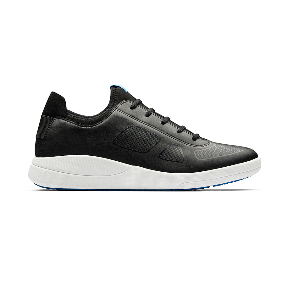 WEARERTECH CUSTOM PRO TRANSFORM NON SLIP MICROFIBRE UNISEX TRAINER IN BLACK WITH WHITE SOLE UK-SIZE-9