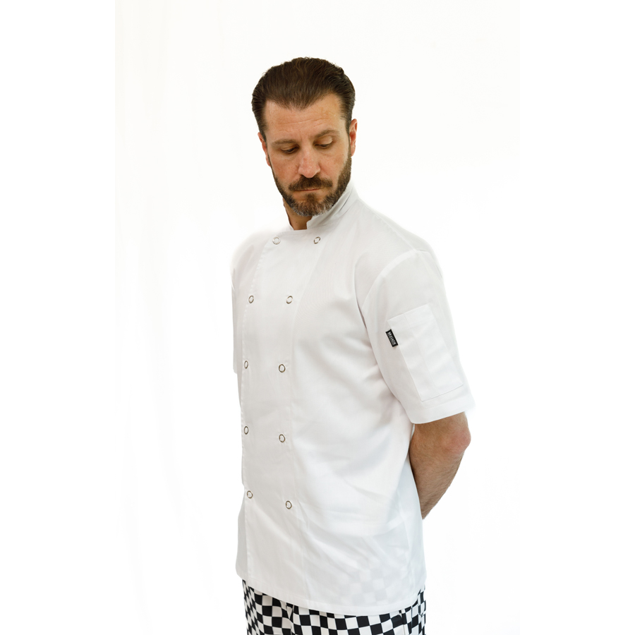 BRIGADE WHITE UNISEX POLYCOTTON SHORT SLEEVE VENT JACKET M