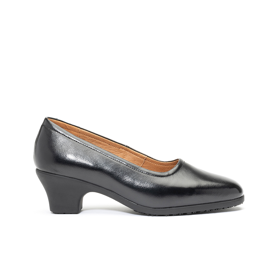 Anvil Georgia Black Leather Ladies Anti Slip Shoe With Heel UK-Size-4 PK 1