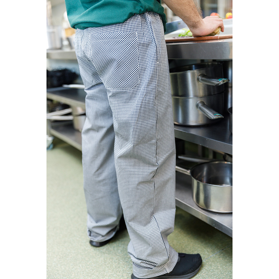 BRIGADE SMALL BLUE CHECK POLYCOTTON TROUSERS L