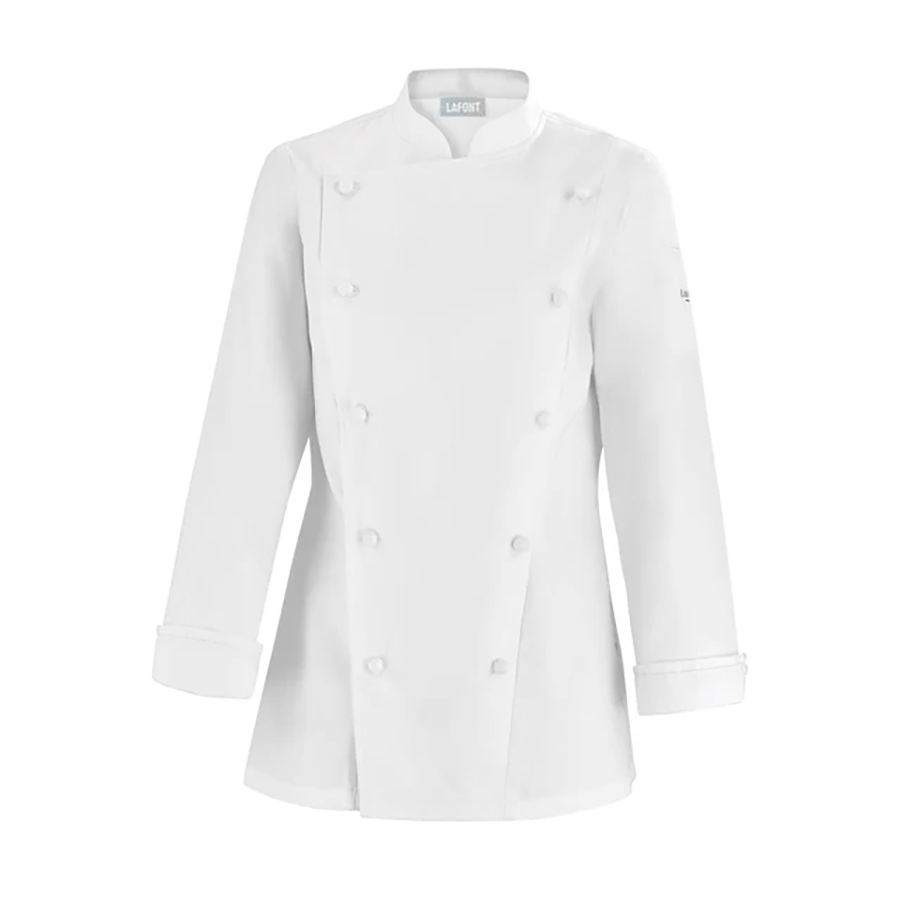 LAFONT KITCHEN PRESTIGE PLATINE LADIES 100% COTTON LONG SLEEVE WHITE CHEF JACKET 38