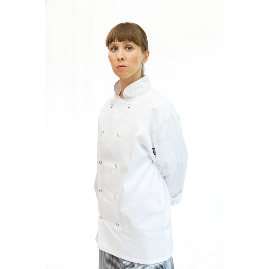 Brigade White Unisex Polycotton Long Sleeve Popper Jacket XL PK 1