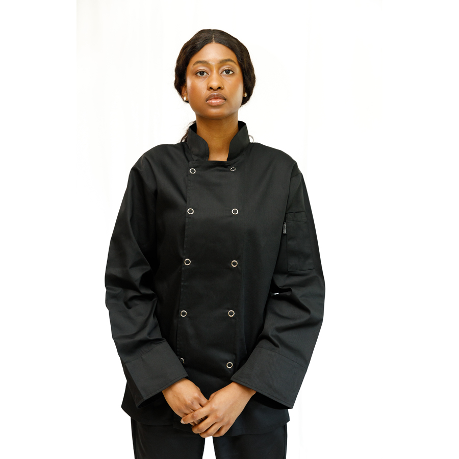 Brigade Black Unisex Polycotton Long Sleeve Popper Jacket 2XL PK 1