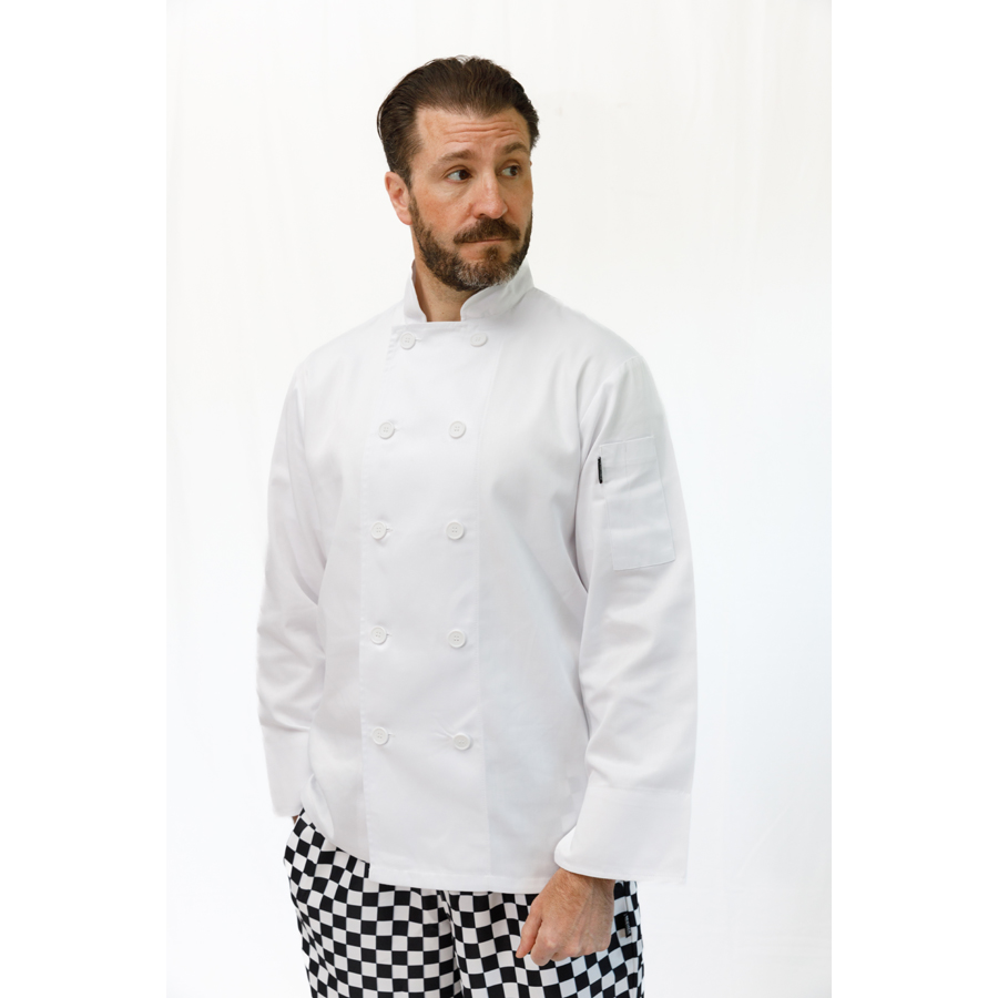 Brigade White Unisex Polycotton Long Sleeve Button Jacket M PK 1