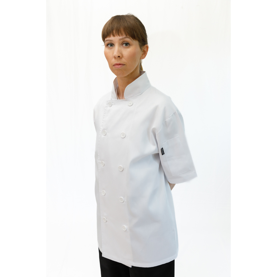 Brigade White Unisex Polycotton Short Sleeve Button Jacket 2XL PK 1