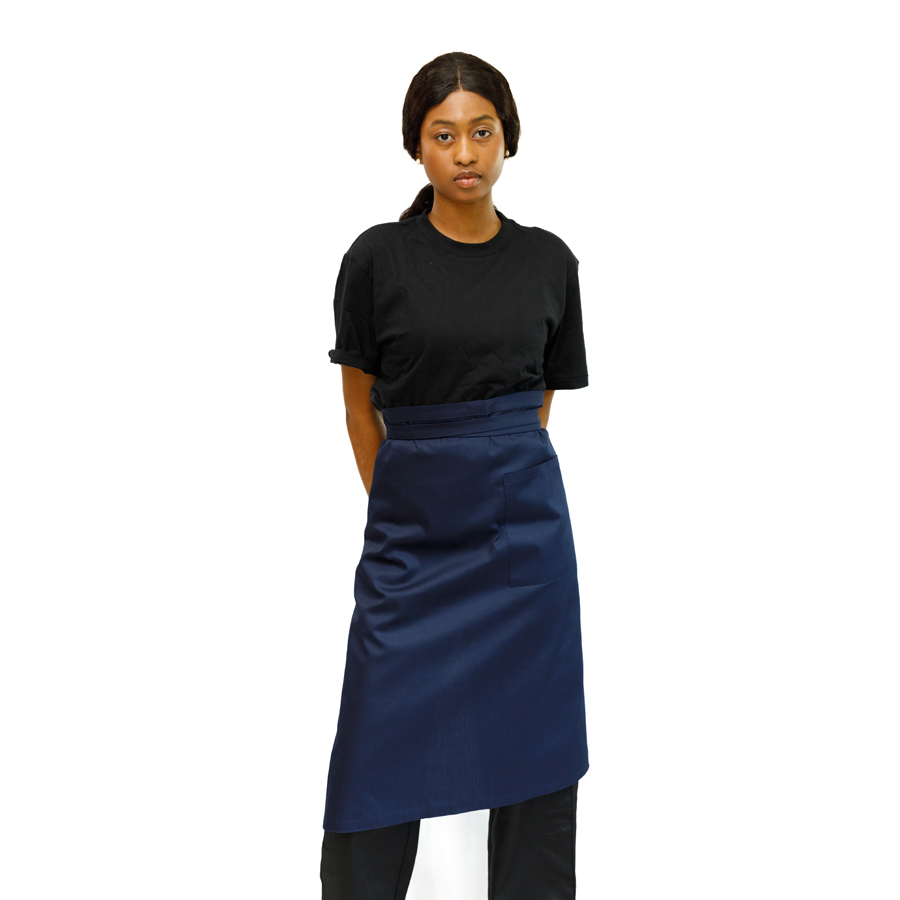 Brigade Navy Polycotton Waist Apron With Pocket 76x90cm PK 1
