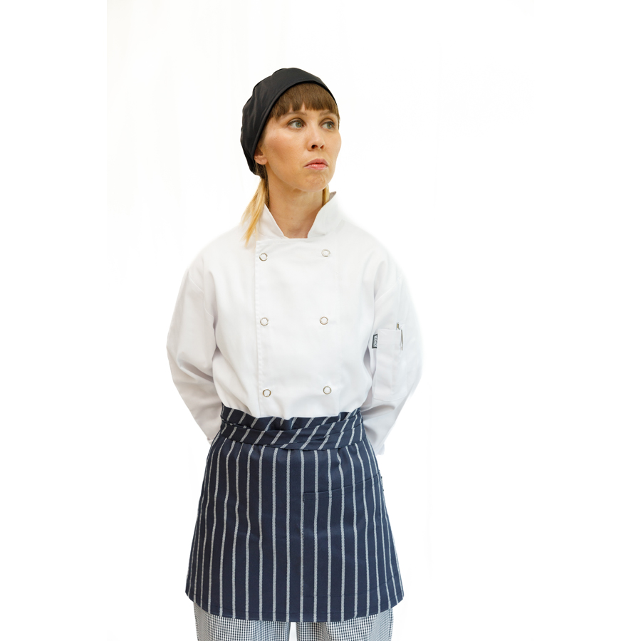 Brigade Blue Stripe Polycotton Short Waist Apron 75x37.3cm PK 1