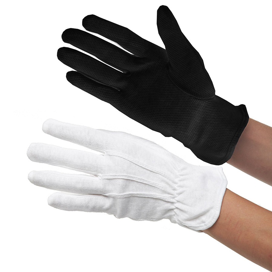 DENNYS WHITE 100% COTTON SLIP RESISTANT GLOVES L
