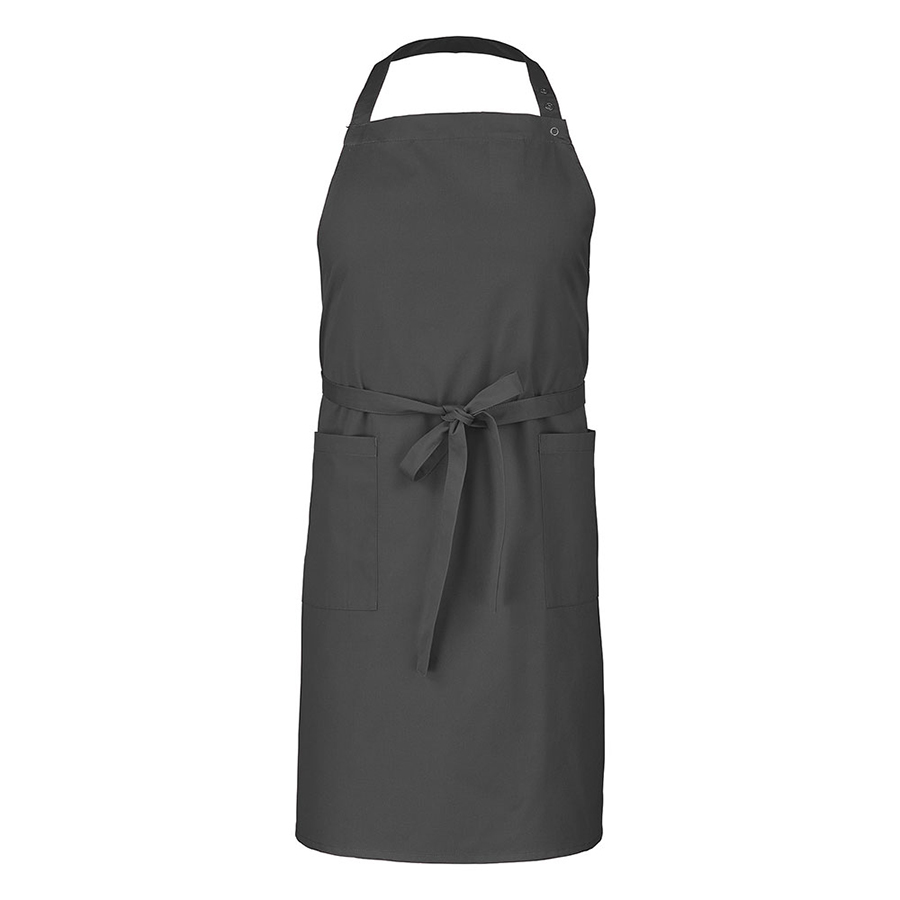La Font Galanga Charcoal Bib Apron With Snap Fastening Adjustable Neck Strap and Twin Hip Pockets PK 1