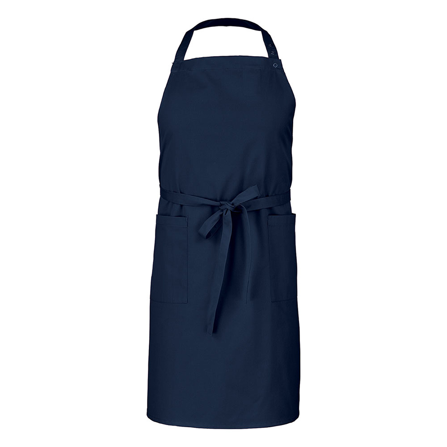 La Font Galanga Navy Bib Apron With Snap Fastening Adjustable Neck Strap and Twin Hip Pockets PK 1