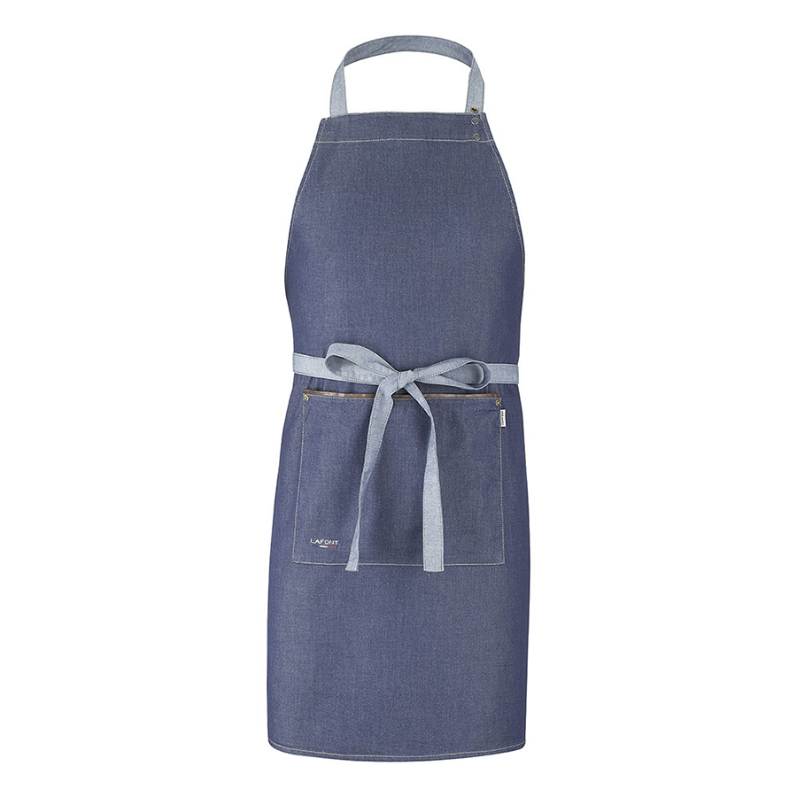 La Font Vesale Denim Bib Apron With Snap Fastening Adustable Neck Strap And Centre Pocket PK 1